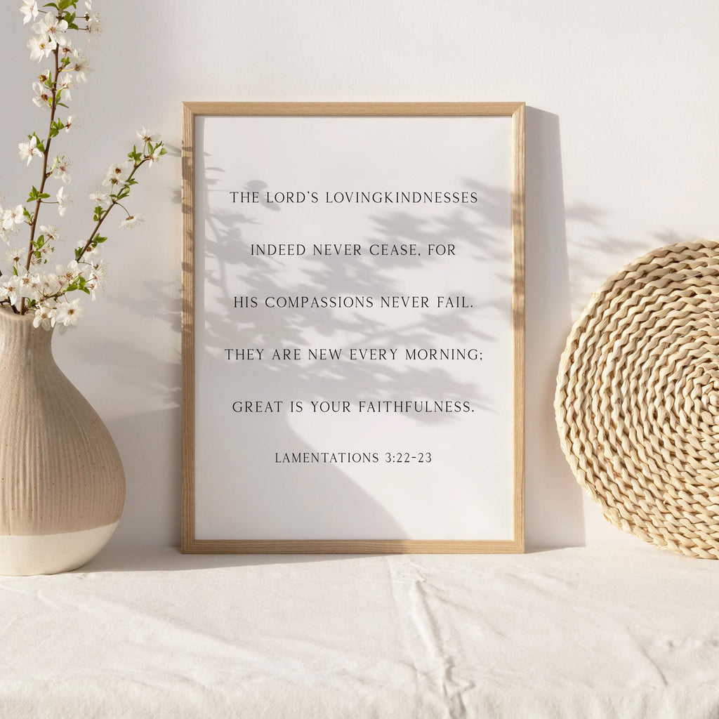 Great is Your Faithfulness, Lamentations 3:22-23, Scripture Art Print