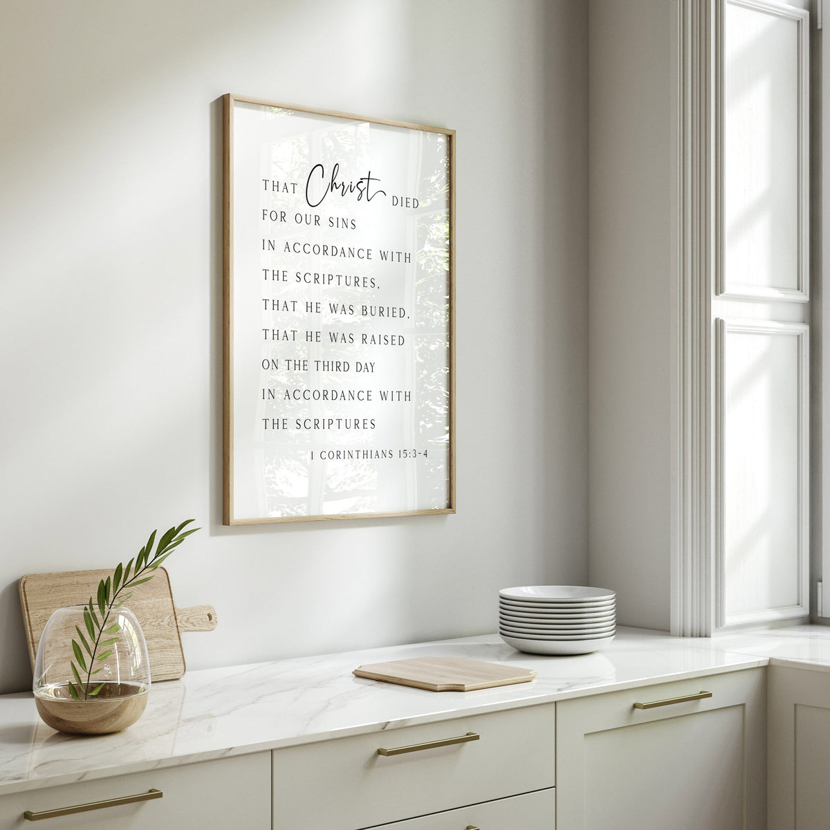 Christ's Death and Resurrection, 1 Corinthians 15:3-4, Christian Art Print