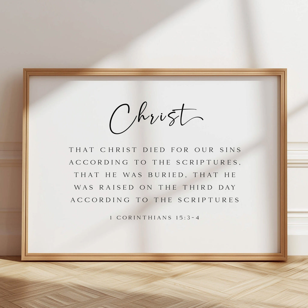 Christ's Death and Resurrection, 1 Corinthians 15:3-4, Christian Art Print