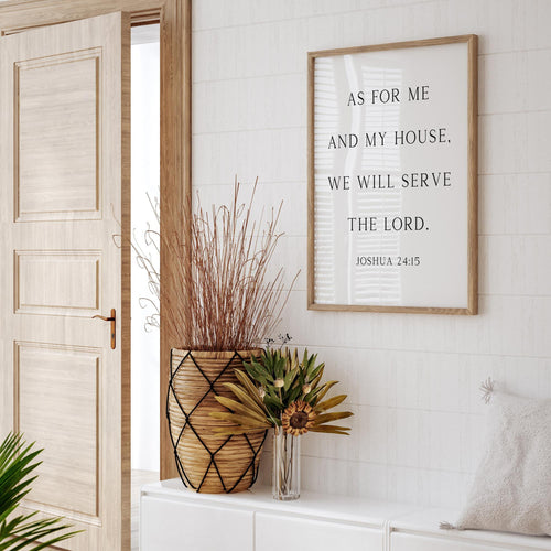 As for Me and My House, Joshua 24:15, Bible Verse Art Print