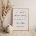 As for Me and My House, Joshua 24:15, Bible Verse Art Print
