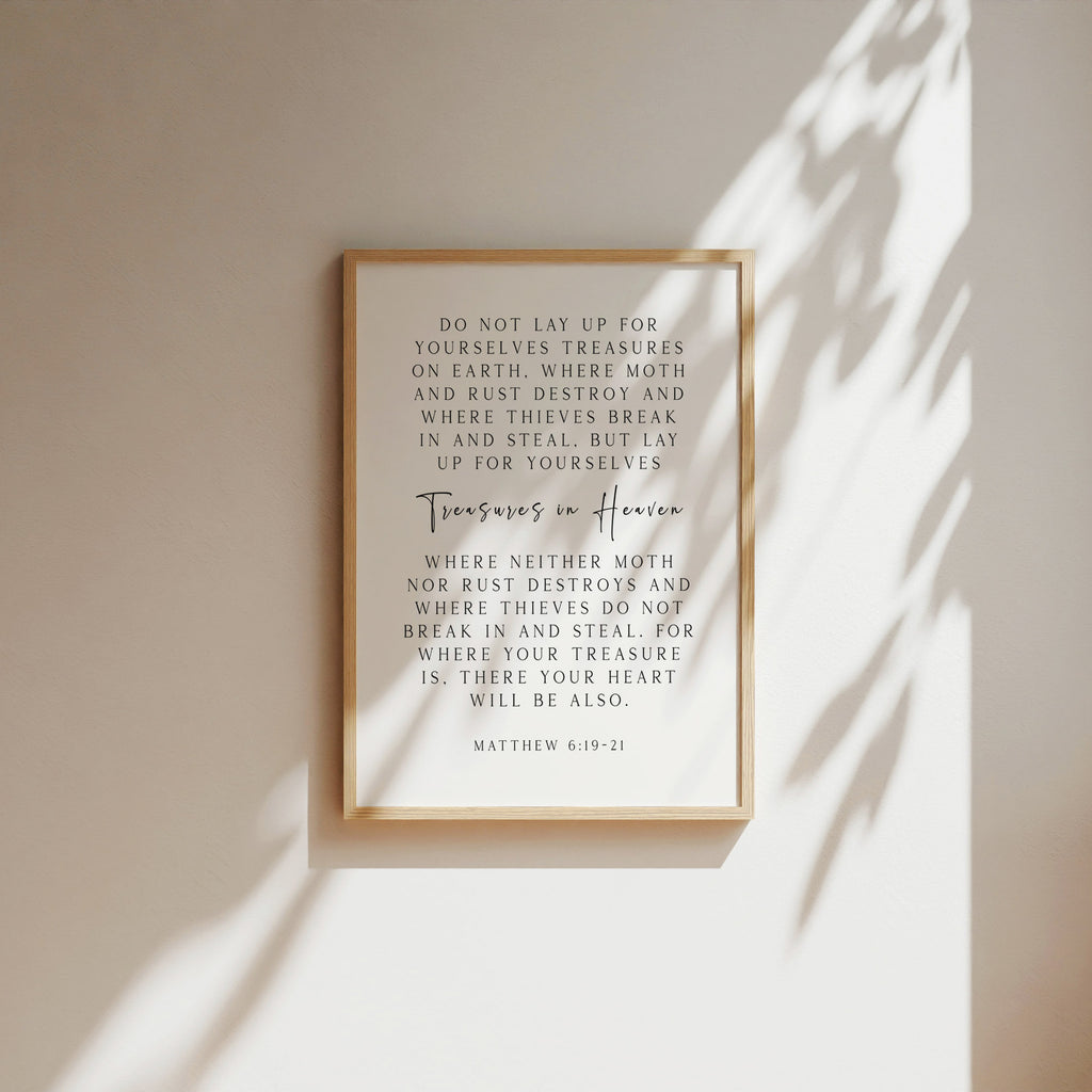 Treasures in Heaven, Matthew 6:19-21, Christian Art Print