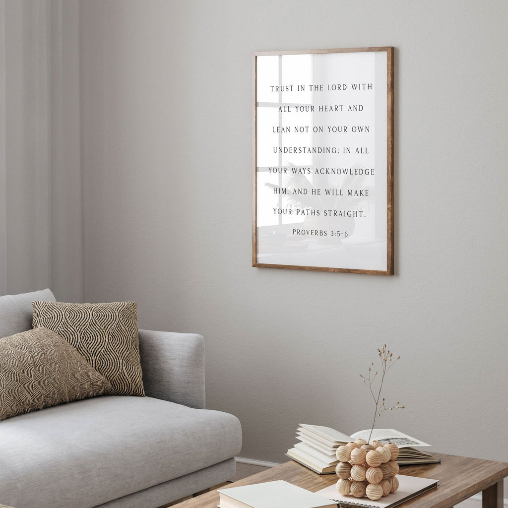 Trust in the Lord with All Your Heart, Proverbs 3:5-6, Scripture Art Print