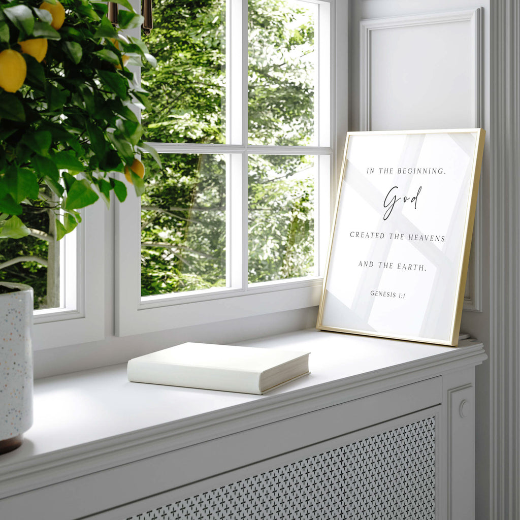In the Beginning, Genesis 1:1, Bible Verse Art Print
