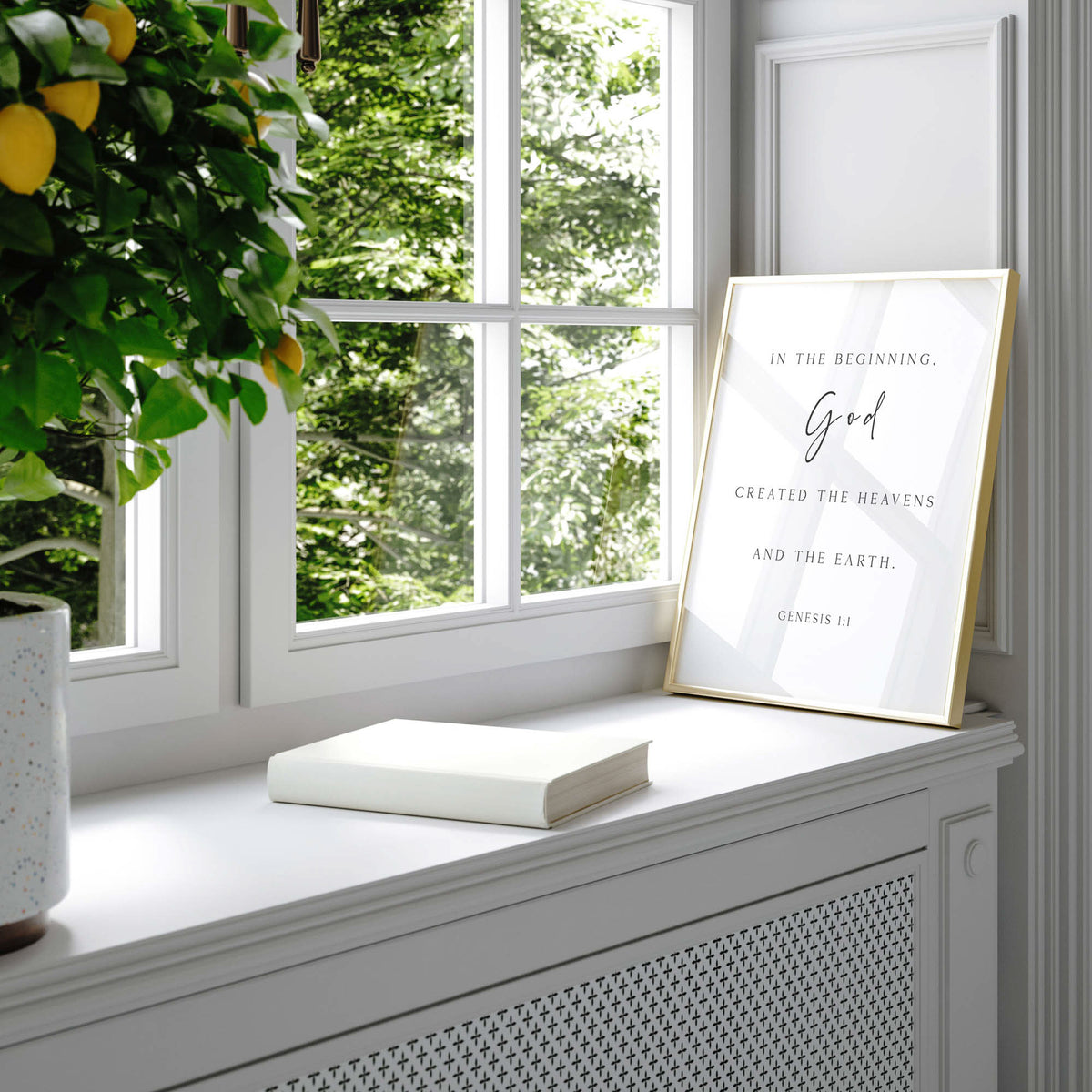 In the Beginning, Genesis 1:1, Bible Verse Art Print