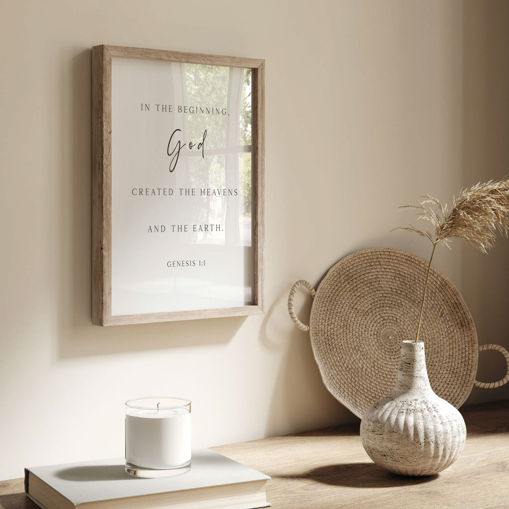 In the Beginning, Genesis 1:1, Bible Verse Art Print