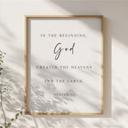 In the Beginning, Genesis 1:1, Bible Verse Art Print