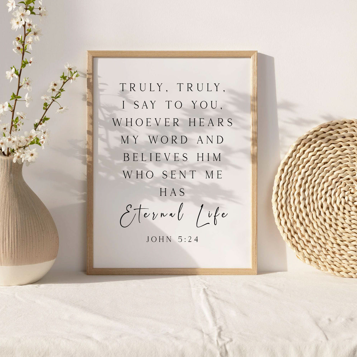 Eternal Life, John 5:24, Christian Art Print