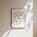 As for Me and My House, Joshua 24:15, Bible Verse Art Print