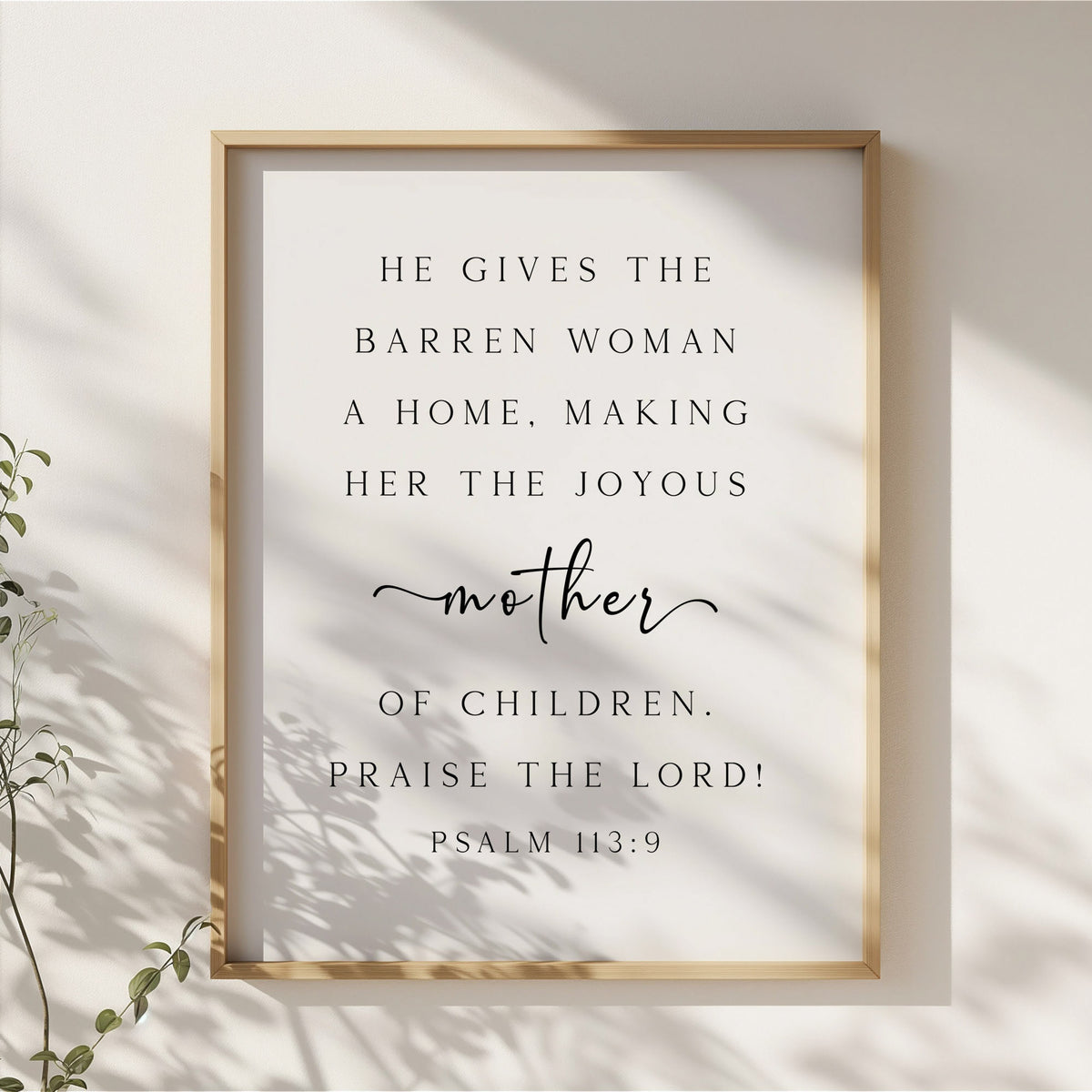 The Joyous Mother of Children, Psalm 113:9, Christian Art Print