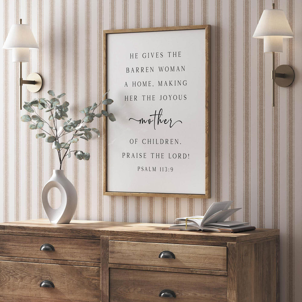 The Joyous Mother of Children, Psalm 113:9, Christian Art Print