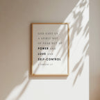 Spirit of Power, Love, Self-Control - 2 Timothy 1:7, Bible Verse Art Print