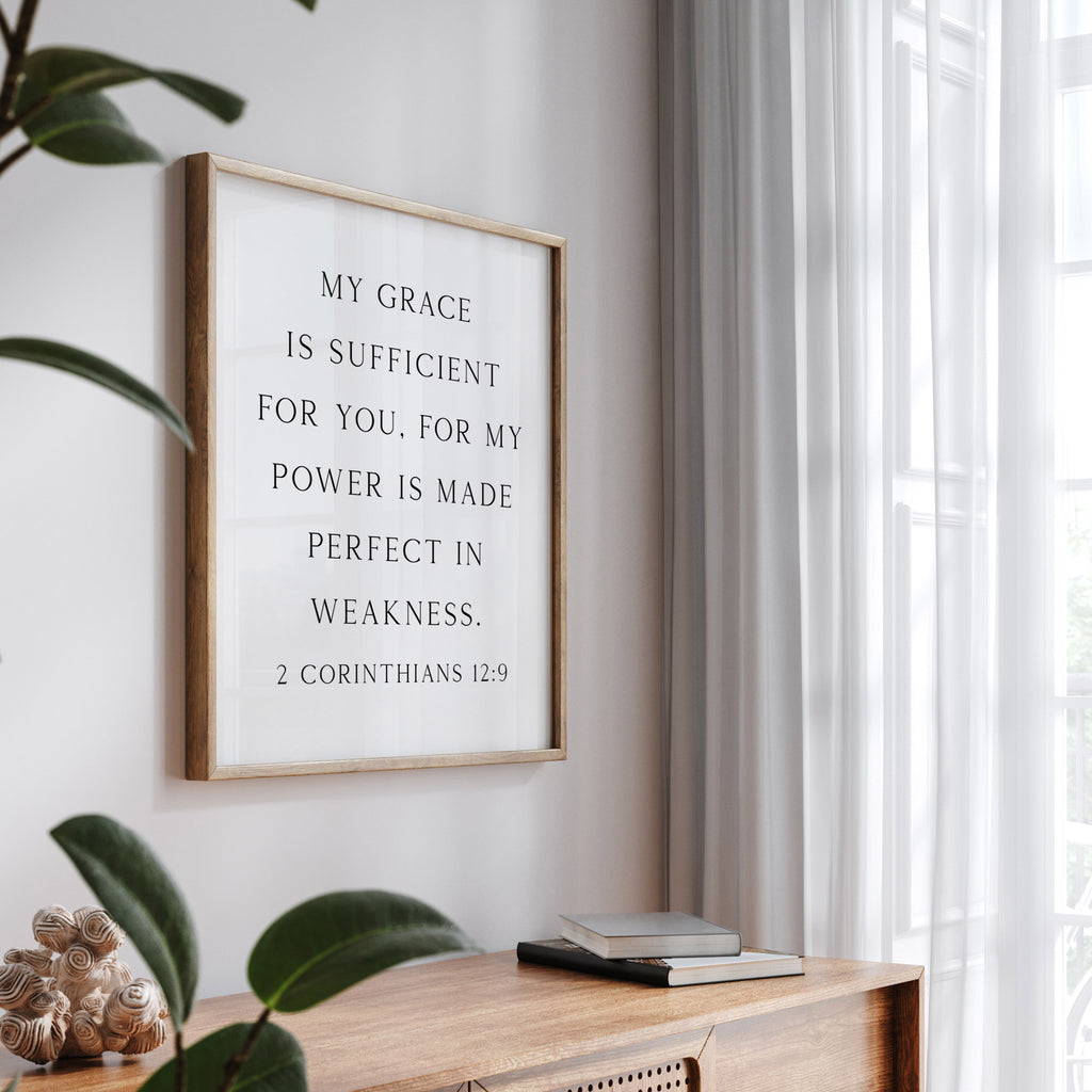 My Grace is Sufficient for You, 2 Cor 12:9, Bible Verse Art Print
