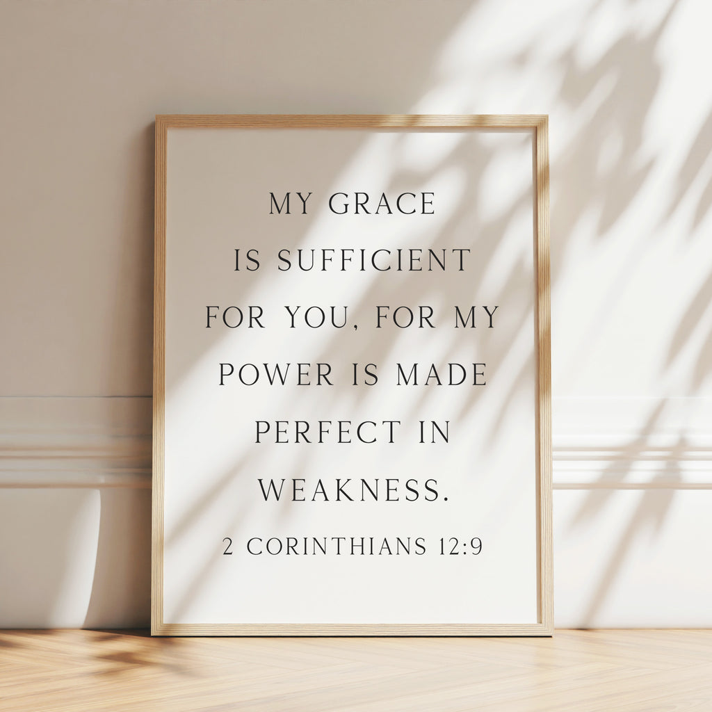 My Grace is Sufficient for You, 2 Cor 12:9, Bible Verse Art Print