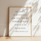 My Grace is Sufficient for You, 2 Cor 12:9, Bible Verse Art Print