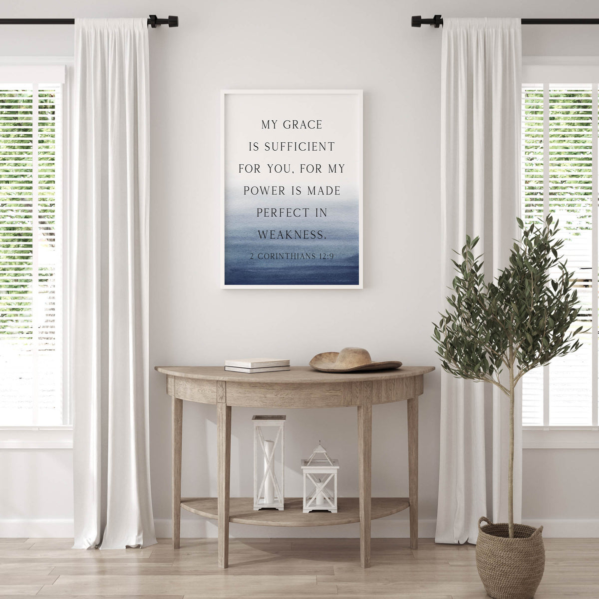 My Grace is Sufficient for You, 2 Cor 12:9, Bible Verse Art Print
