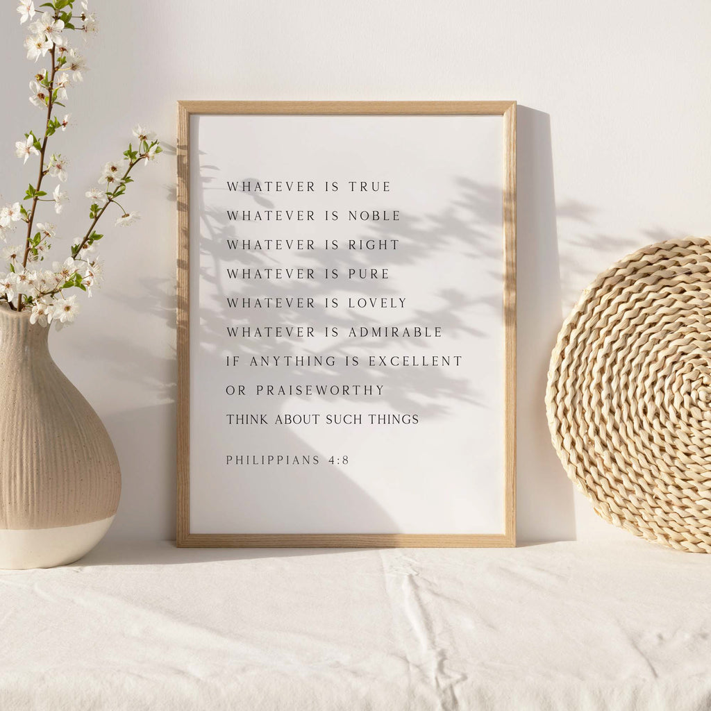 Whatever Is True, Philippians 4:8, Christian Art Print