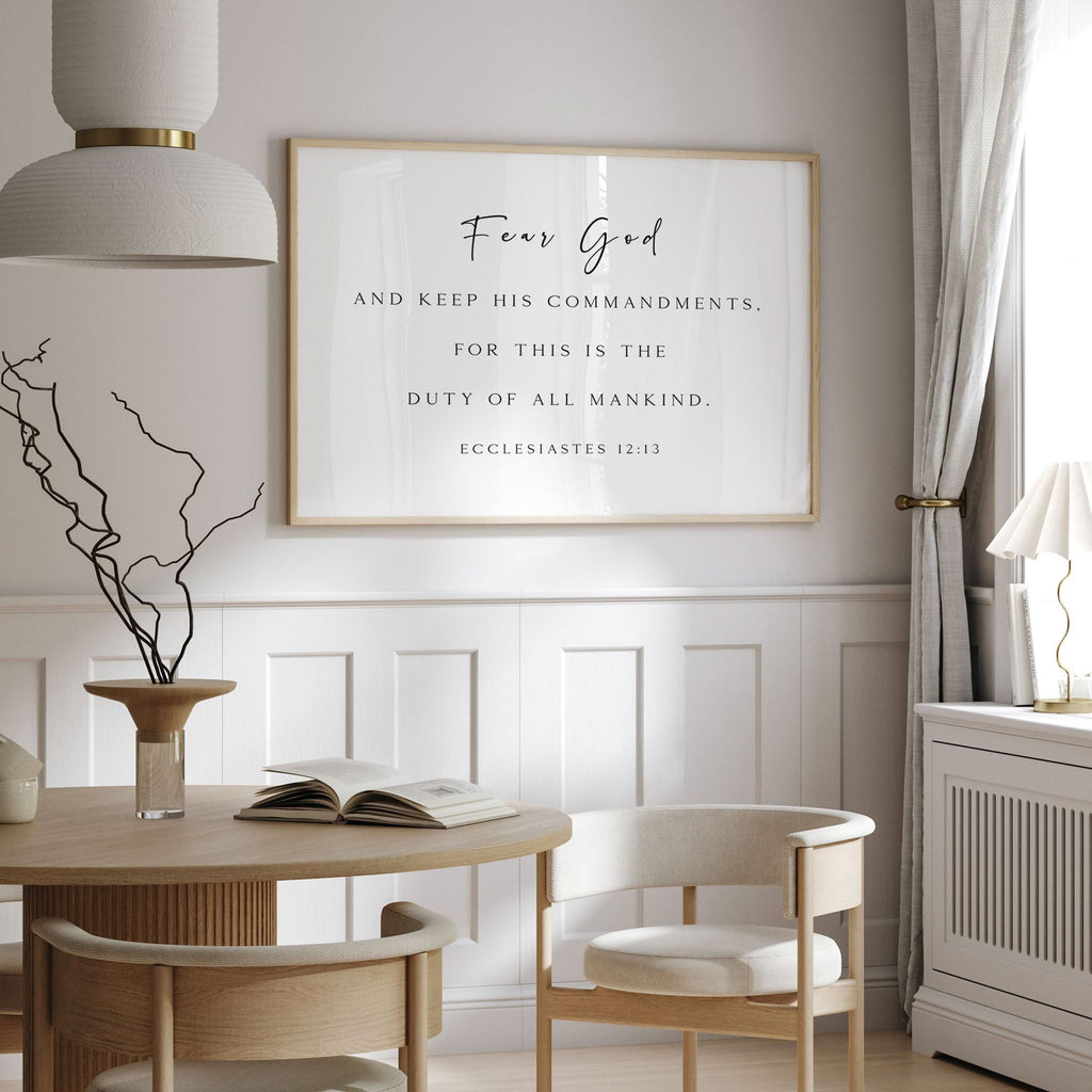 The Duty of All Mankind, Ecclesiastes 12:13, Bible Verse Art Print