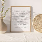 Fear God, Ecclesiastes 12:13, Christian Art Print