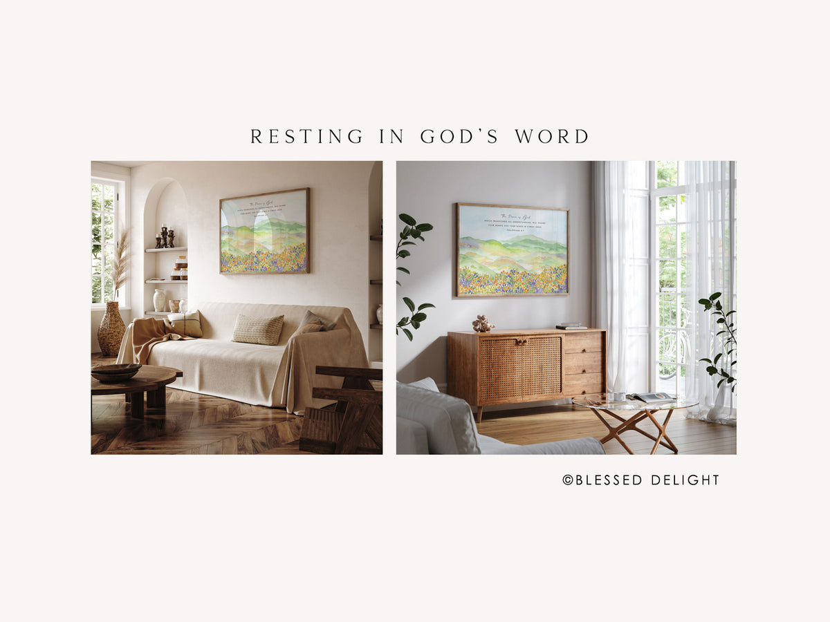 Watercolor Lanscape Painting, Christian Art Print