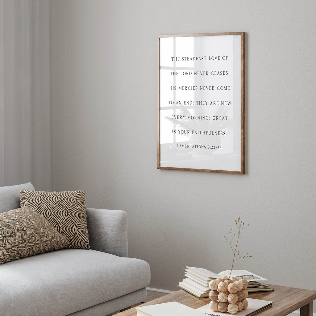 Great is Your Faithfulness, Lamentations 3:22-23, Scripture Art Print