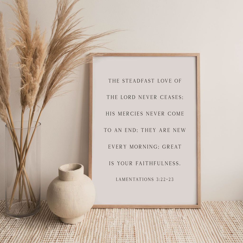 Great is Your Faithfulness, Lamentations 3:22-23, Scripture Art Print
