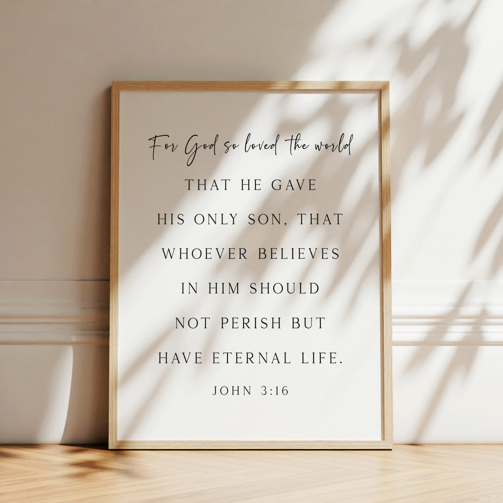For God so Loved the World, John 3:16, Christian Art Print