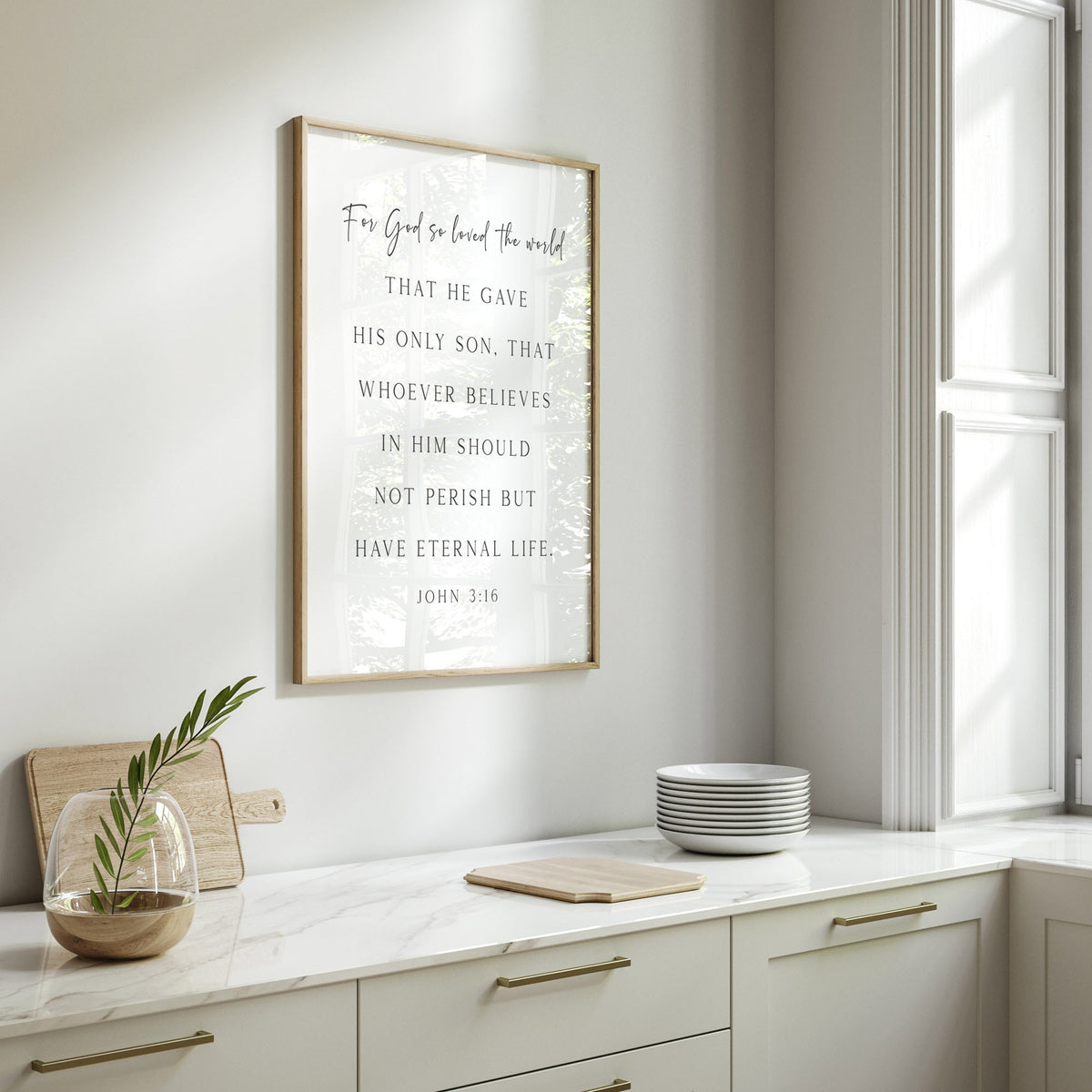 For God so Loved the World, John 3:16, Christian Art Print