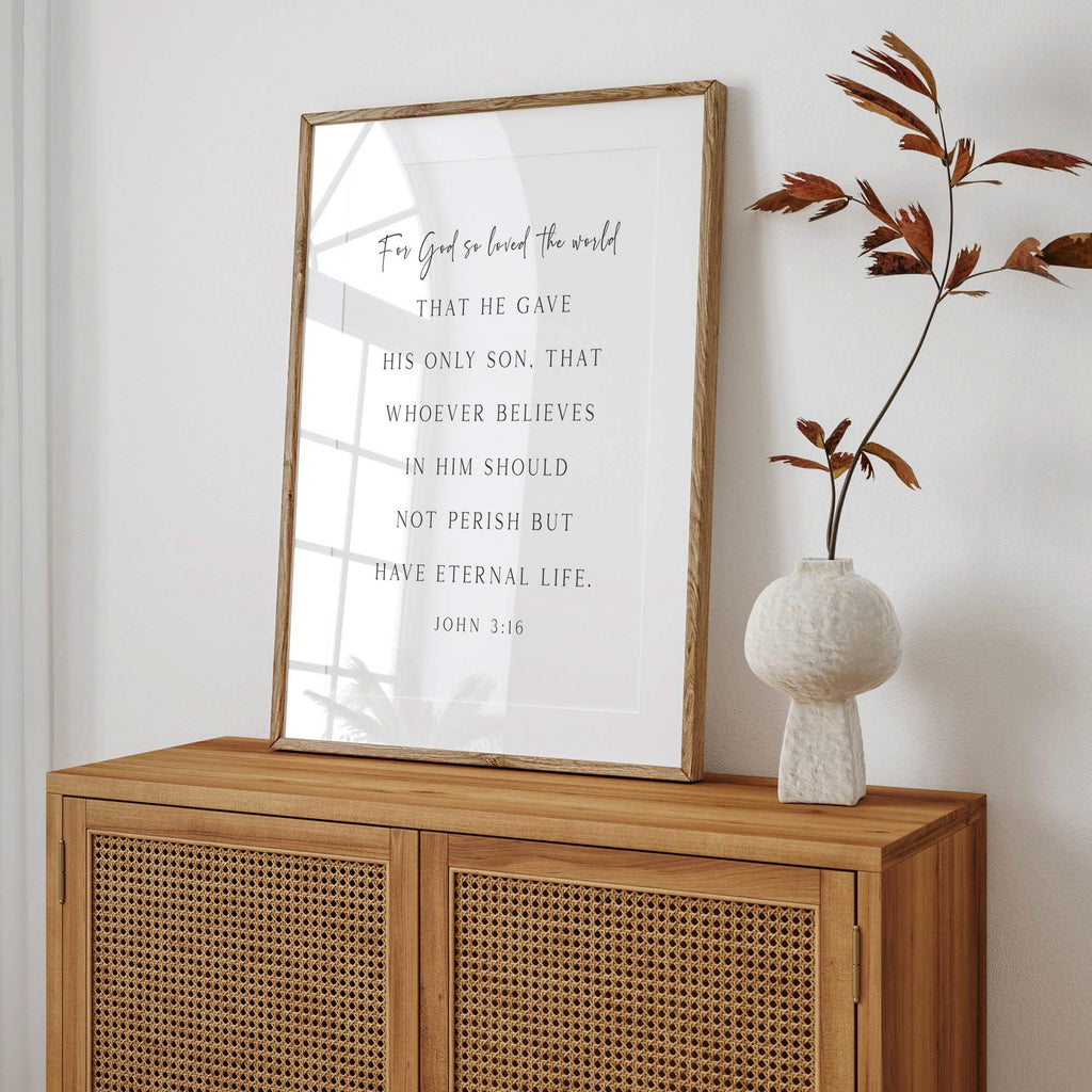For God so Loved the World, John 3:16, Christian Art Print