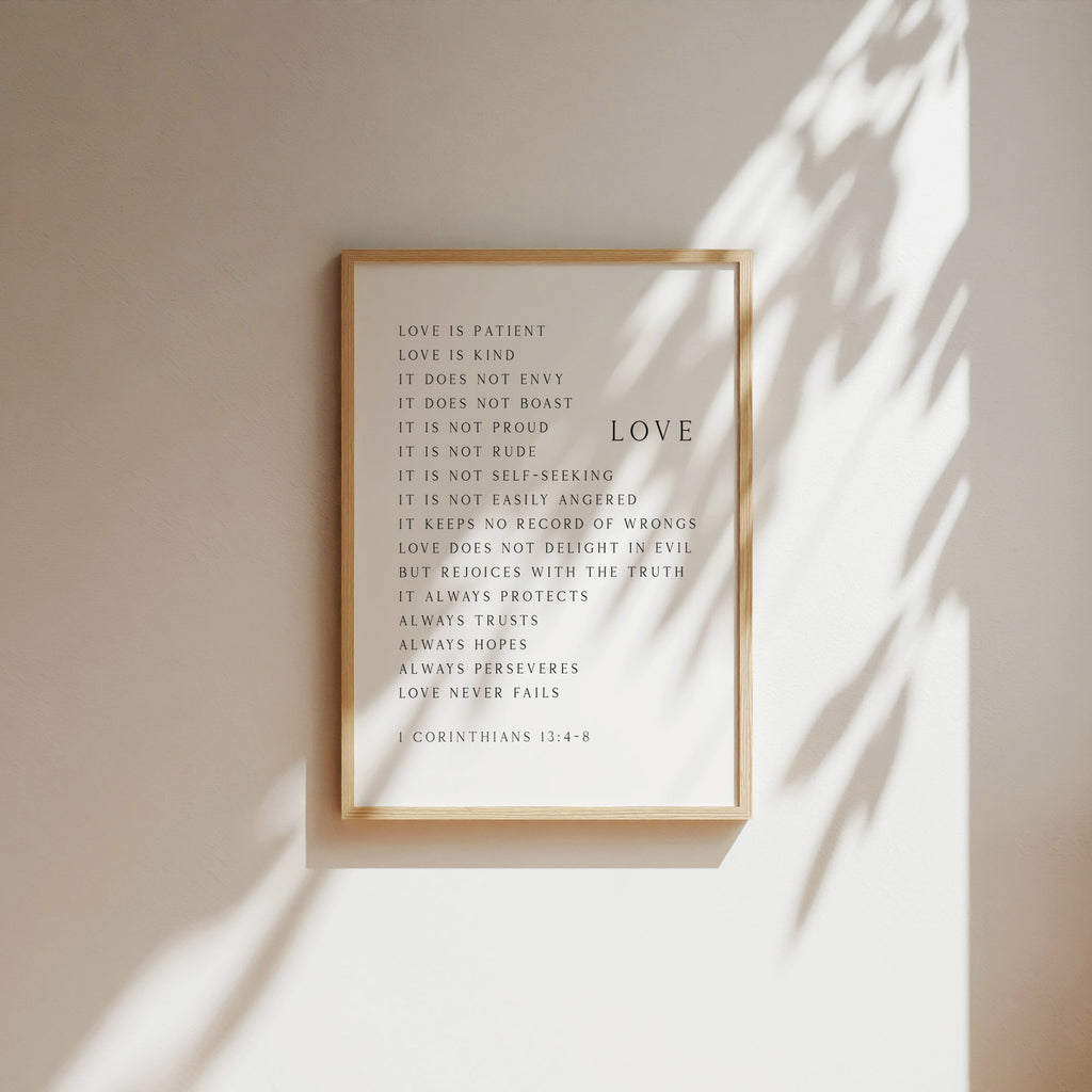 Love is Patient - 1 Corinthians 13:4-8 - Christian Art Print