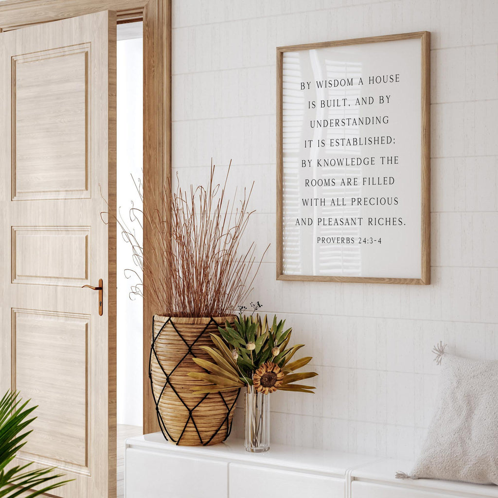 By Wisdom a House is Built, Proverbs 24:3-4, Scripture Art Print