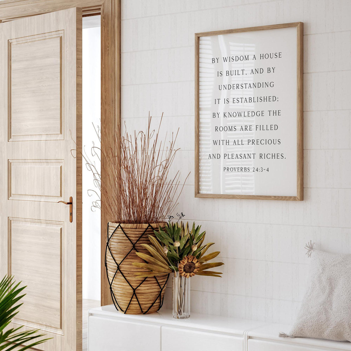 By Wisdom a House is Built, Proverbs 24:3-4, Scripture Art Print