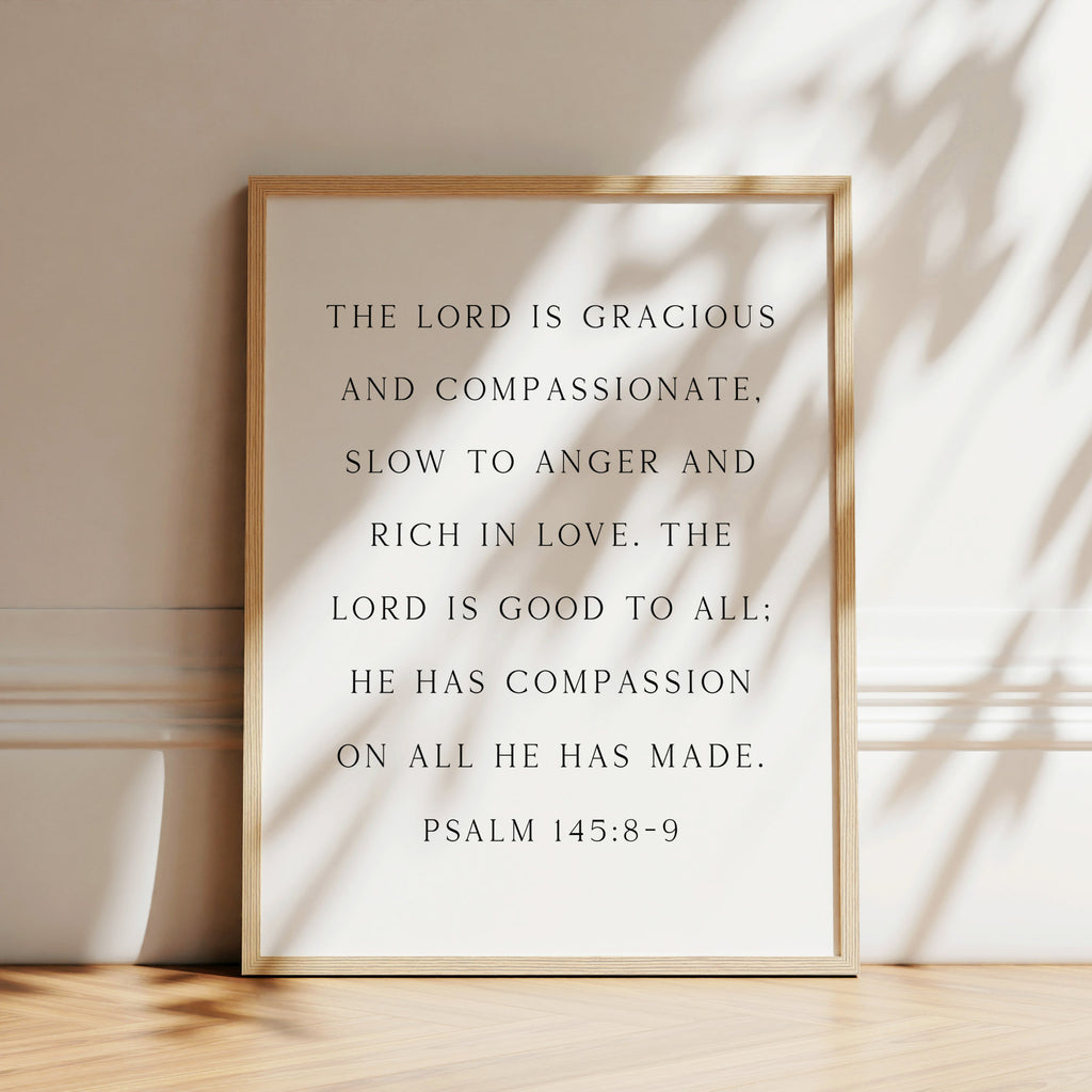 Attributes of God, Psalm 145:8-9, Christian Art Print