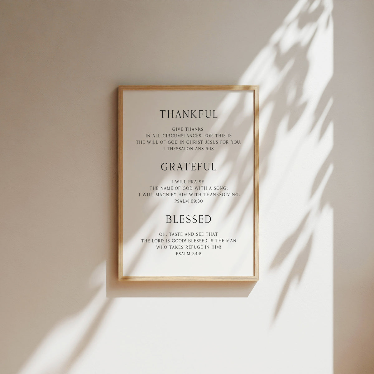Thankful Grateful Blessed, Christian Art Print