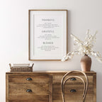 Thankful Grateful Blessed, Christian Art Print