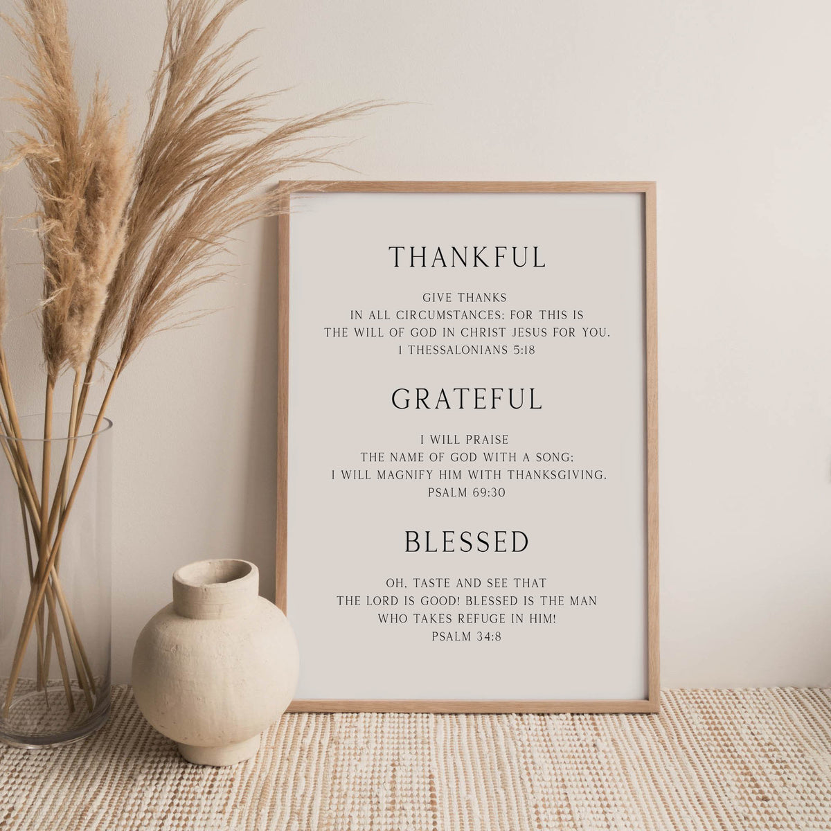 Thankful Grateful Blessed, Christian Art Print