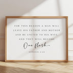 One Flesh, Genesis 2:24, Christian Art Print