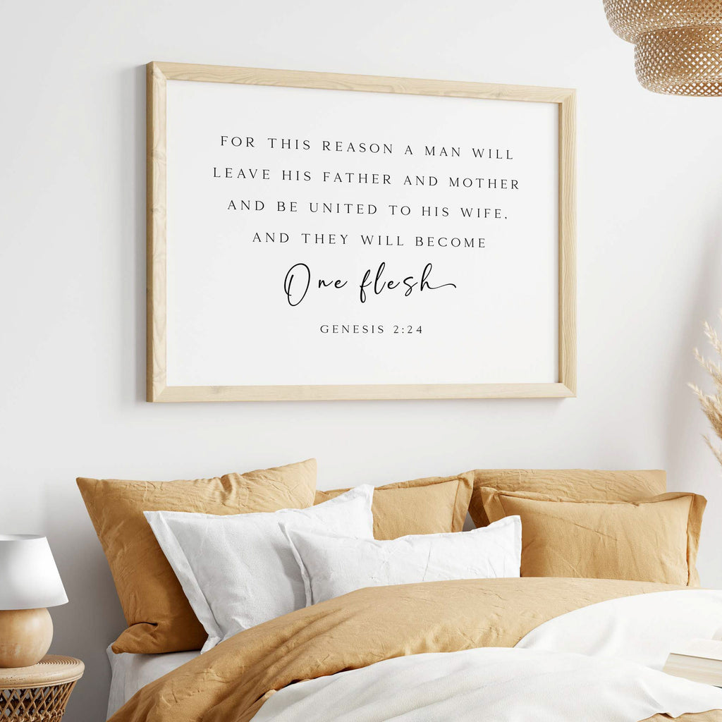 One Flesh, Genesis 2:24, Christian Art Print