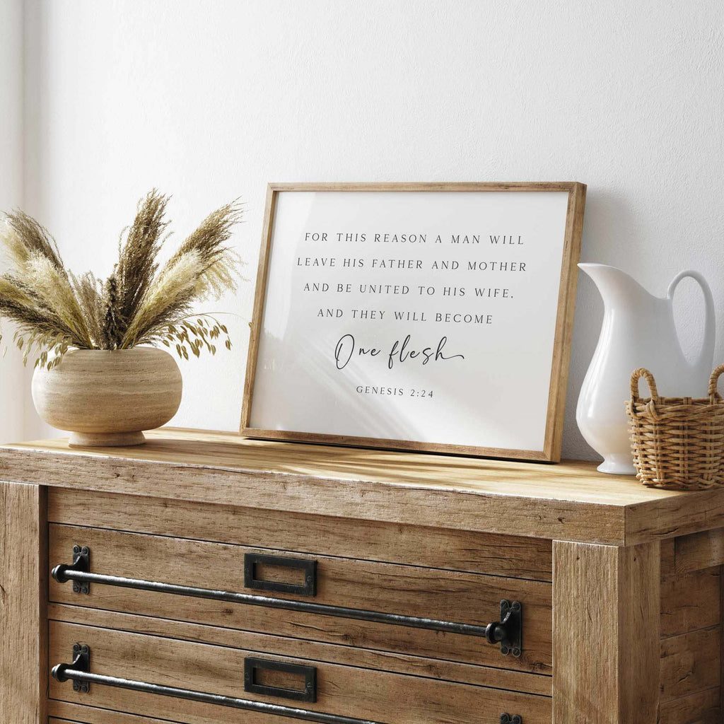 One Flesh, Genesis 2:24, Christian Art Print
