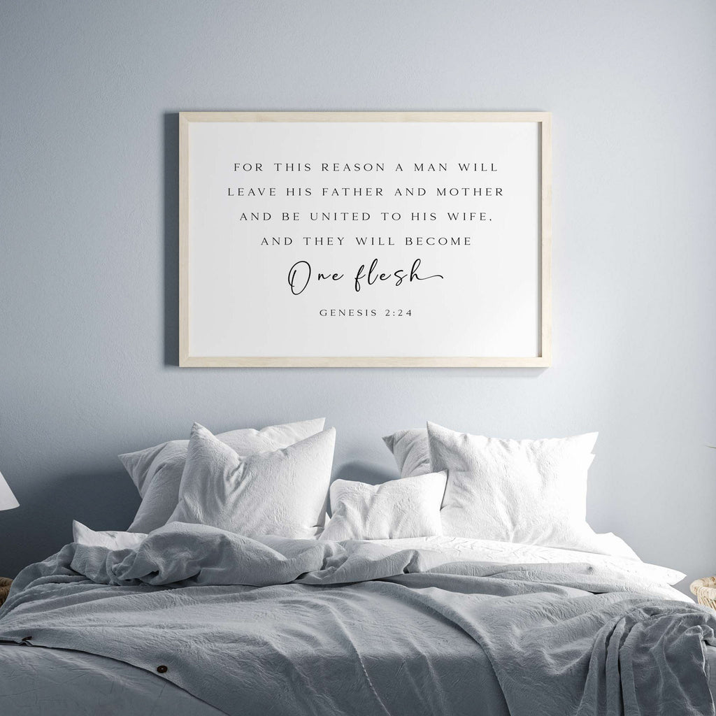 One Flesh, Genesis 2:24, Christian Art Print